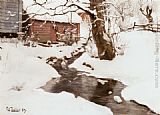 Fritz Thaulow Winter on the Isle of Stord painting